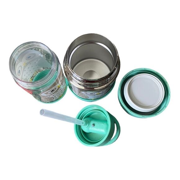 3 sprouts Owl Water bottle and stainless steel food jar set - Picture 3 of 5